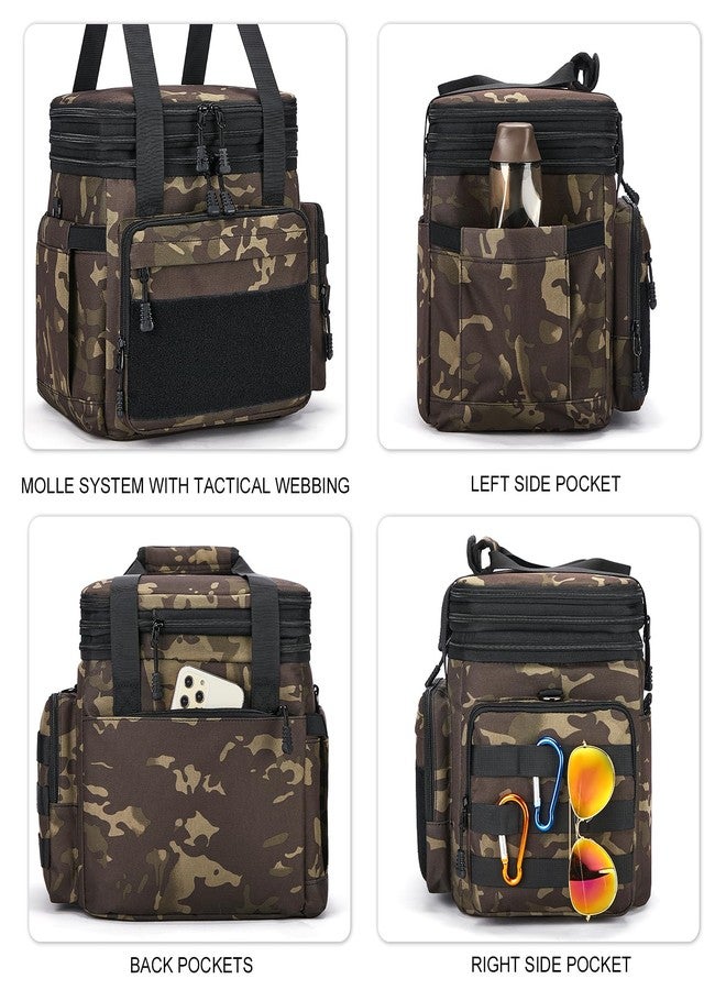 Gafetrey Tactical Lunch Box for Men, Insulated Bag Adult, Thermal Lunchbox Leakproof Waterproof Cooler Bag, Dual Compartment tote, Large Pail Work Office Camping Travel(Black Camo) - Image 4
