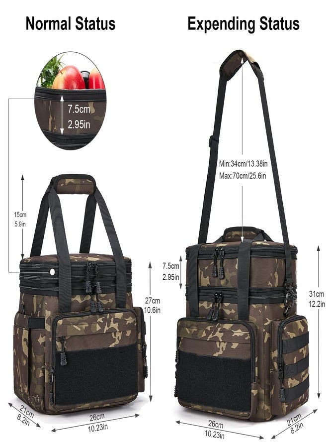 Gafetrey Tactical Lunch Box for Men, Insulated Bag Adult, Thermal Lunchbox Leakproof Waterproof Cooler Bag, Dual Compartment tote, Large Pail Work Office Camping Travel(Black Camo) - Image 3