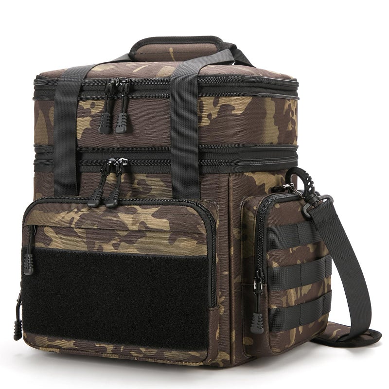Gafetrey Tactical Lunch Box for Men, Insulated Bag Adult, Thermal Lunchbox Leakproof Waterproof Cooler Bag, Dual Compartment tote, Large Pail Work Office Camping Travel(Black Camo) - Image 1