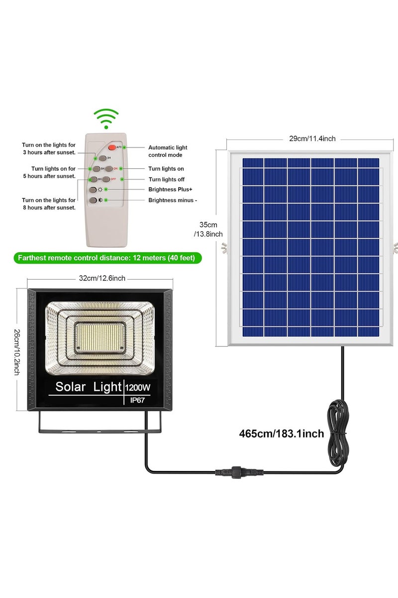 MHR 1200W Solar Flood Light – 10,000 Lumens Outdoor LED, IP67 Waterproof with Remote Control – Bright White Light for Garden & Security - Image 2