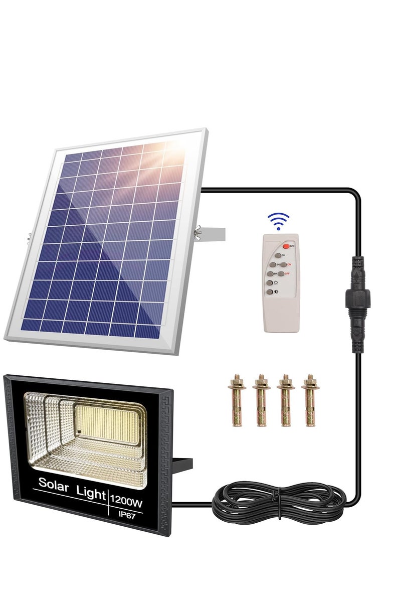 MHR 1200W Solar Flood Light – 10,000 Lumens Outdoor LED, IP67 Waterproof with Remote Control – Bright White Light for Garden & Security - Image 1