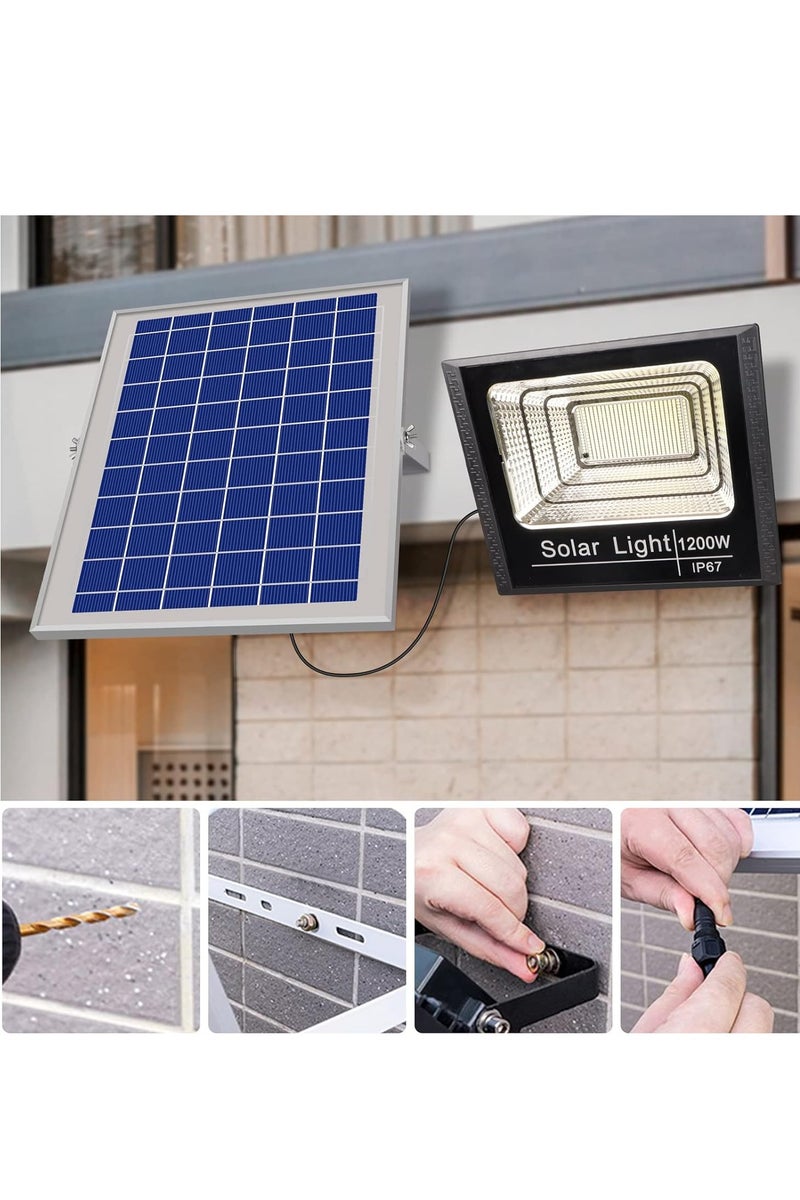 MHR 1200W Solar Flood Light – 10,000 Lumens Outdoor LED, IP67 Waterproof with Remote Control – Bright White Light for Garden & Security - Image 4