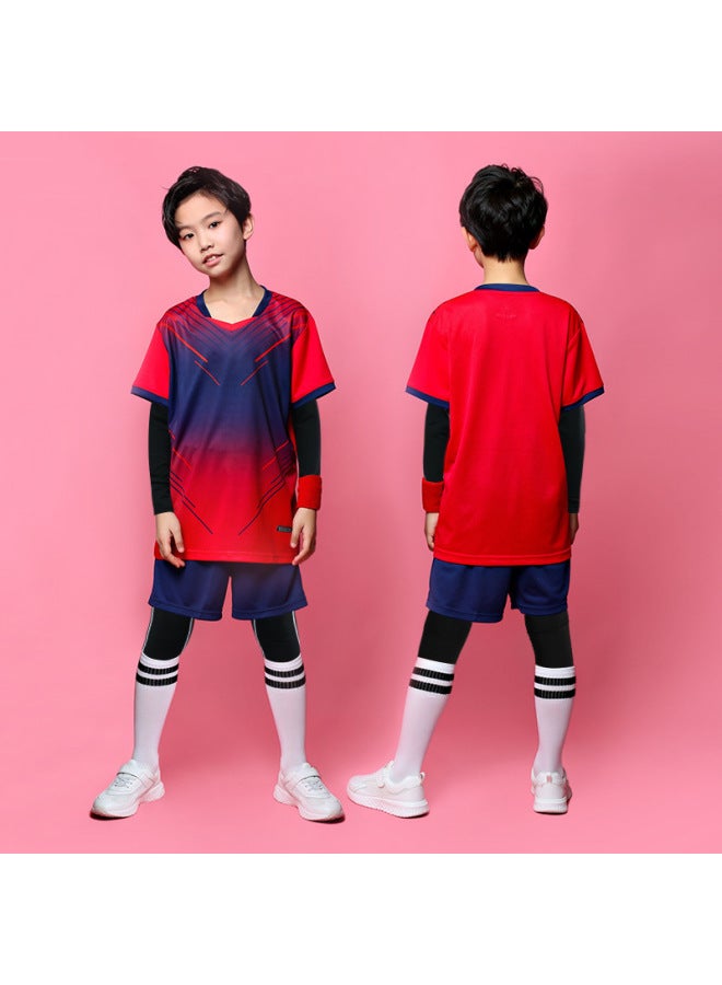 Children's Football Suit Boys' Short-sleeved Training Suit Printed Primary School Students' Competition Team Suit Badminton Table Tennis Suit