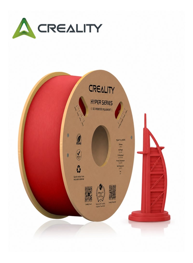 كريليتي 3D Official Creality Hyper PLA Filament 1.75mm, High Speed PLA 30-600mm/s 3D Printer Filament, Dimensional Accuracy +/-0.02mm, Fit Most FDM 3D Printers, 1KG(2.2lbs) Spool Hyper PLA-Red HP-PLA-Red - Image 1