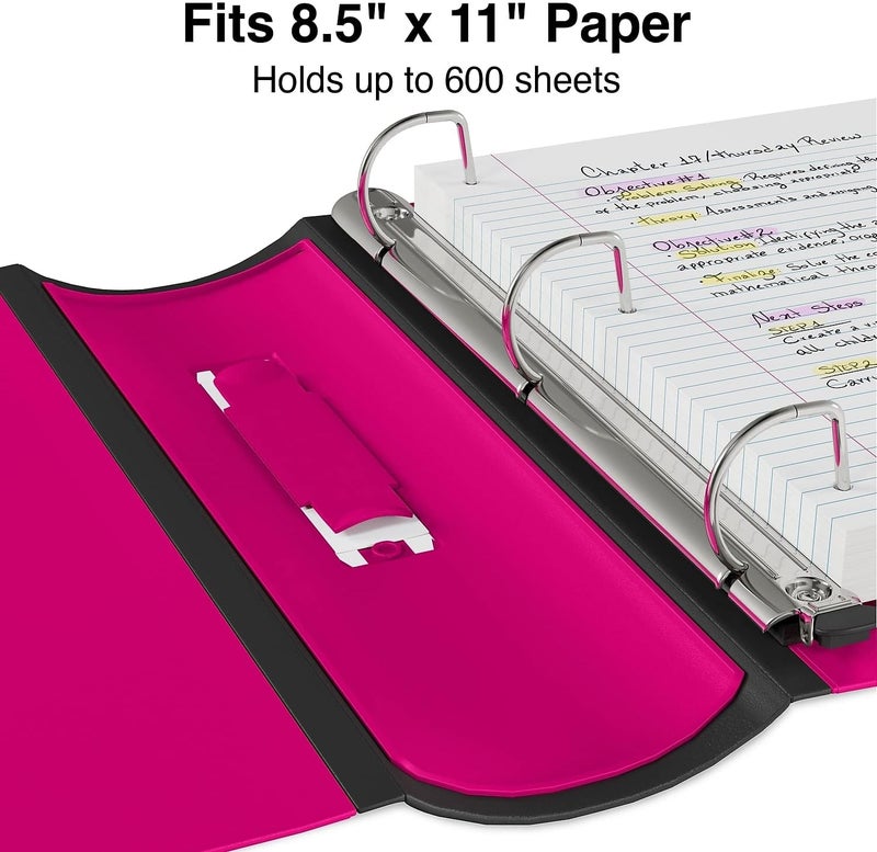 Staples 3-Inch D-Ring Heavy Duty Binder - Pink, Holds 600 Sheets, 3-Ring View, School Organization, Durable for Documents - Image 4
