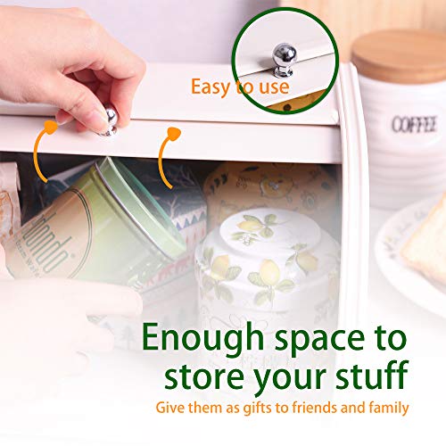 KL X458 Metal Bread Box for Kitchen Countertop - Stainless Steel Bread Box for Kitchen - Bread Storage Container - Airtight Holder for Homemade Bread, Cream Color - Image 4