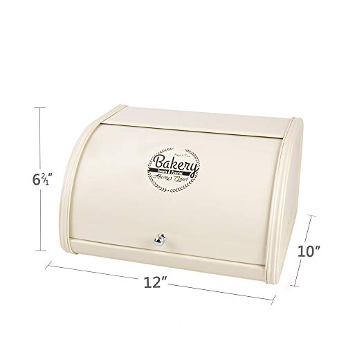 KL X458 Metal Bread Box for Kitchen Countertop - Stainless Steel Bread Box for Kitchen - Bread Storage Container - Airtight Holder for Homemade Bread, Cream Color - Image 2