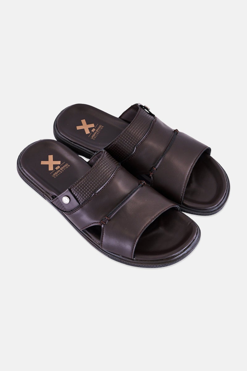 Xti Men Brand Logo Slip On Sandals, Dark Brown - Image 2
