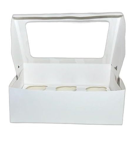 Baekence صندوق كعك بايكنس لـ 6 كعكات بيضاء عبوة من 10 قطع - Image 2