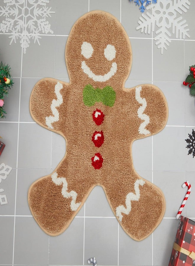 Tinideya Christmas Gingerbread Rugs 25 x 29.5 Inch Xmas Non Slip Kitchen Bath Floor Mat Winter Gingerbread Man Carpet for Christmas Bathroom Home Decor - Image 5