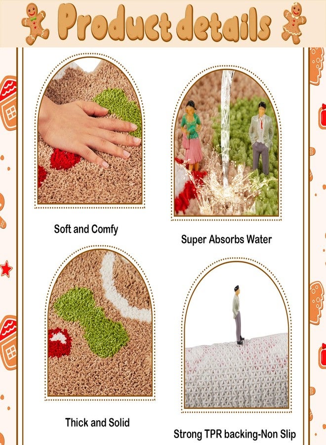 Tinideya Christmas Gingerbread Rugs 25 x 29.5 Inch Xmas Non Slip Kitchen Bath Floor Mat Winter Gingerbread Man Carpet for Christmas Bathroom Home Decor - Image 3
