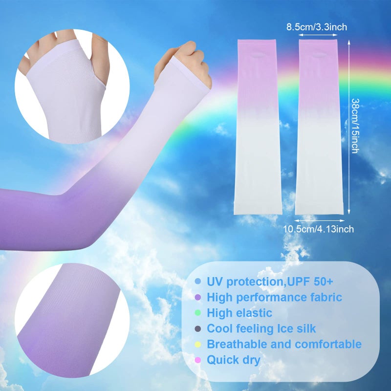 JenPen 6 Pairs UV Sun Protection Arm Sleeves to Cover Arms for Women Compression Sleeves for Men (Elegant Color,M) - Image 2