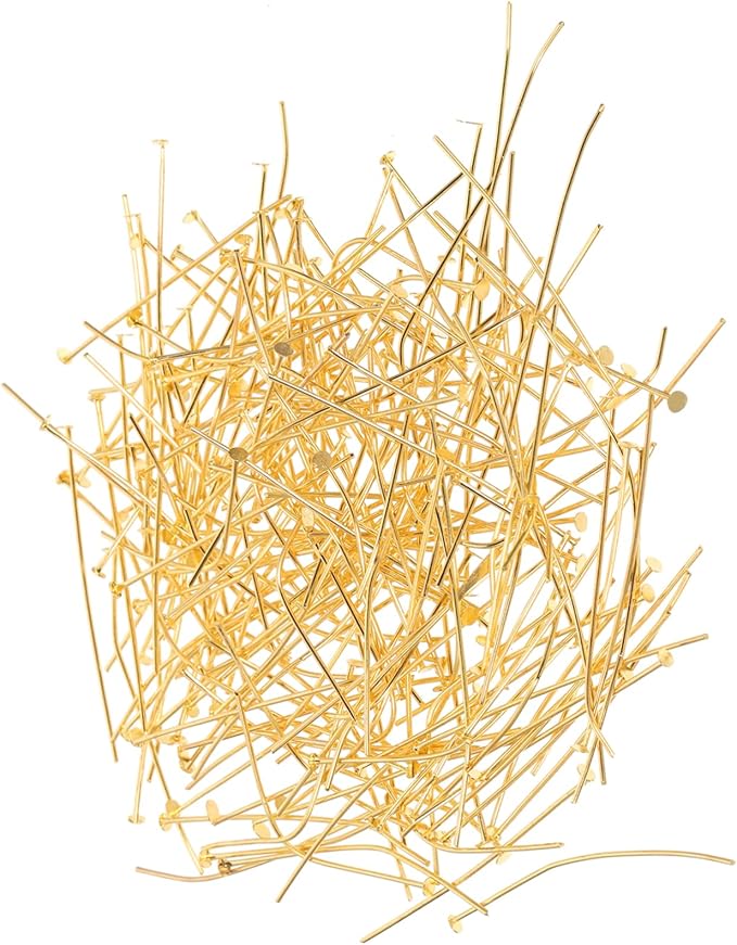 400pcs Golden Jewelry Making Pins Flat Head Beading Pins for DIY Craft Earring Bracelet - Image 1