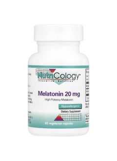 Nutricology Nutricology, Melatonin, High Potency, 20 mg, 60 Vegetarian Capsules  - Image 1
