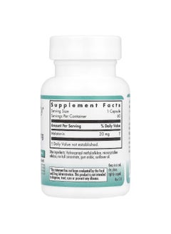 Nutricology Nutricology, Melatonin, High Potency, 20 mg, 60 Vegetarian Capsules  - Image 2
