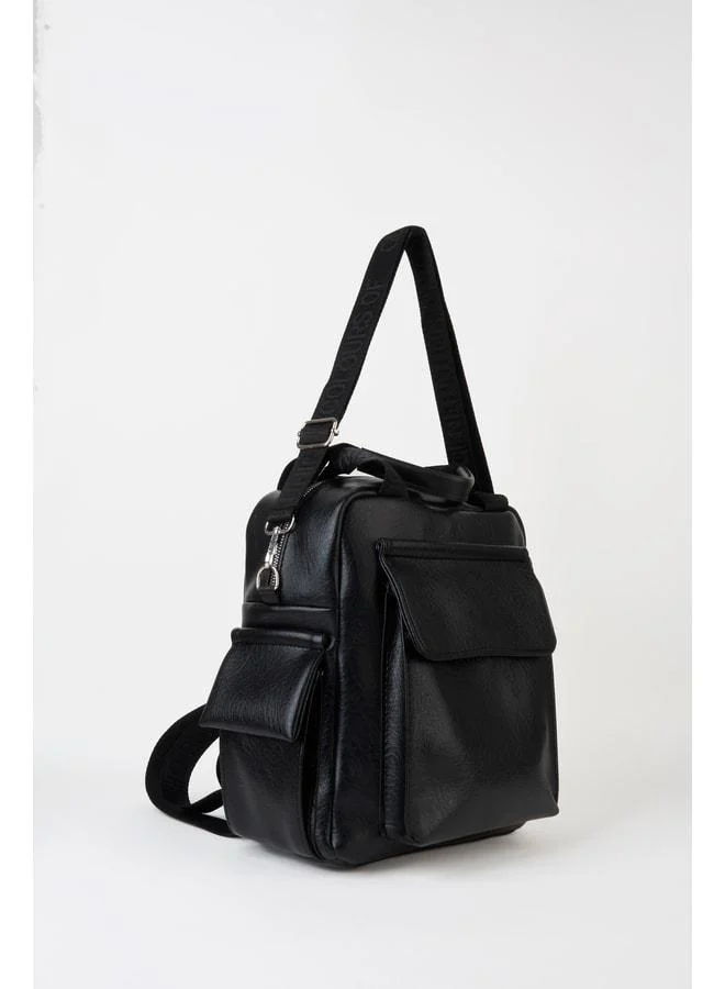 Vivaq Women's Swan Black Multi-Pocket Zippered & Flap Adjustable Strap Travel & Daily Backpack.