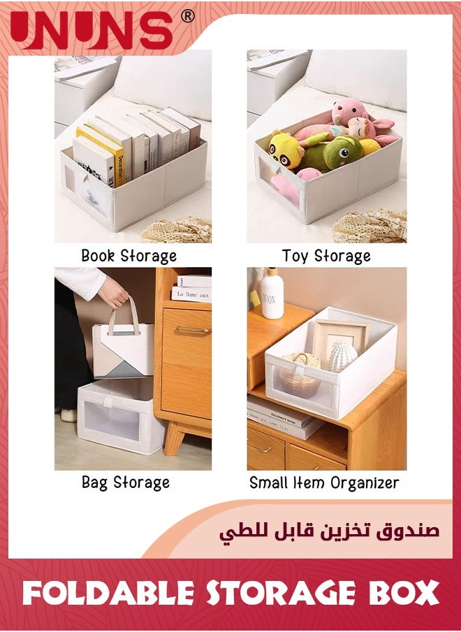 UNUNS 6 Pack Linen Storage Bins,Storage Containers For Organizing Clothing,Jeans,Toys,Books,Shelves,Closet,Wardrobe,Closet Organizers And Storage,Large Storage Boxes Baskets With Visual Window  - Image 4