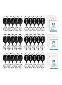 KASTWAVE ID Badge Holder with Clip Retractable Heavy Duty with Waterproof Vertical Lanyard and Carabiner Badge Reel with Key Ring for Card Holder Keychain 30 Pcs  - Image 1