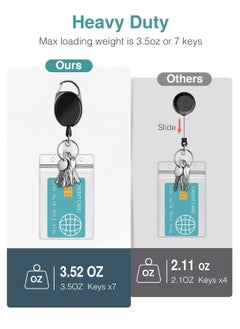KASTWAVE ID Badge Holder with Clip Retractable Heavy Duty with Waterproof Vertical Lanyard and Carabiner Badge Reel with Key Ring for Card Holder Keychain 30 Pcs  - Image 4