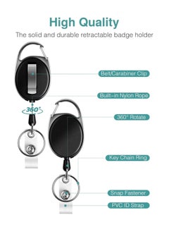 KASTWAVE ID Badge Holder with Clip Retractable Heavy Duty with Waterproof Vertical Lanyard and Carabiner Badge Reel with Key Ring for Card Holder Keychain 30 Pcs  - Image 2