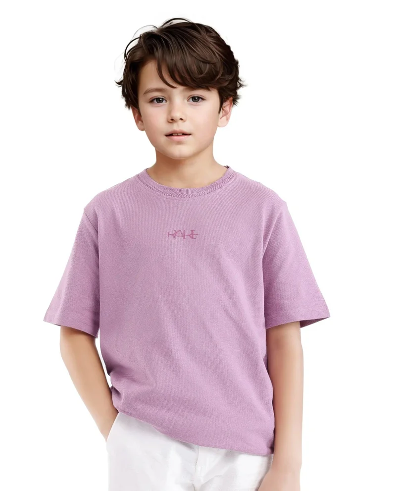 Rare Ones Rare Ones Kids Heron Pastel Purple Cotton Short Sleeve Crew Neck Embroidered T-Shirt
