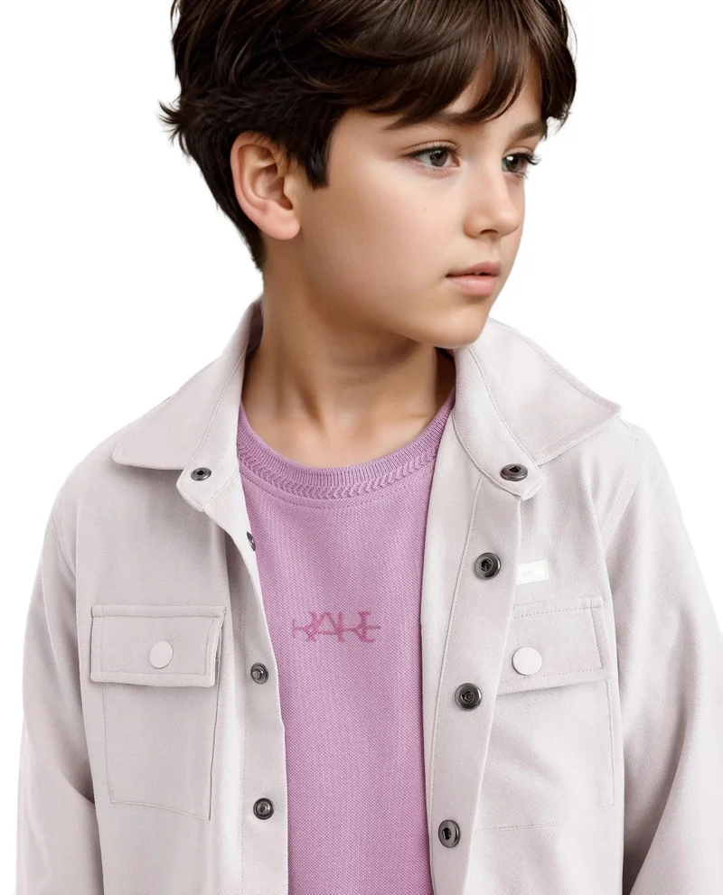 Rare Ones Rare Ones Kids Heron Pastel Purple Cotton Short Sleeve Crew Neck Embroidered T-Shirt