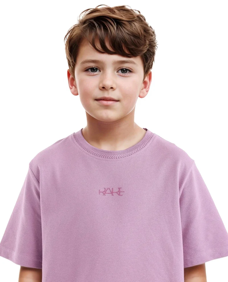 Rare Ones Rare Ones Kids Heron Pastel Purple Cotton Short Sleeve Crew Neck Embroidered T-Shirt