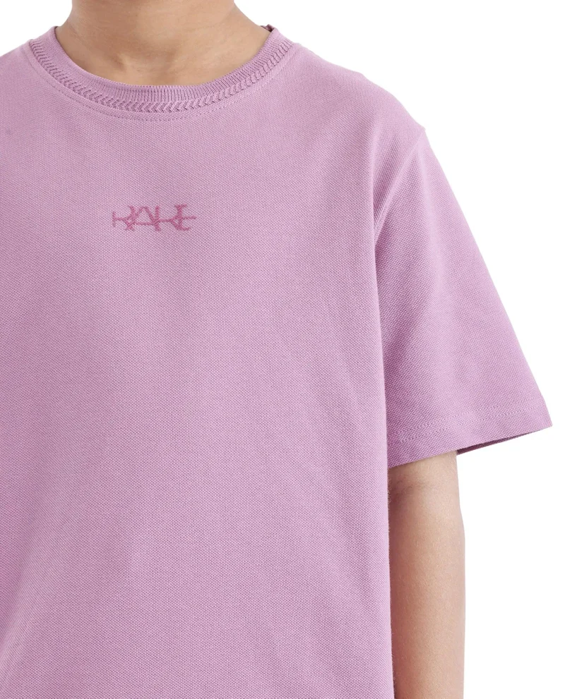 Rare Ones Rare Ones Kids Heron Pastel Purple Cotton Short Sleeve Crew Neck Embroidered T-Shirt