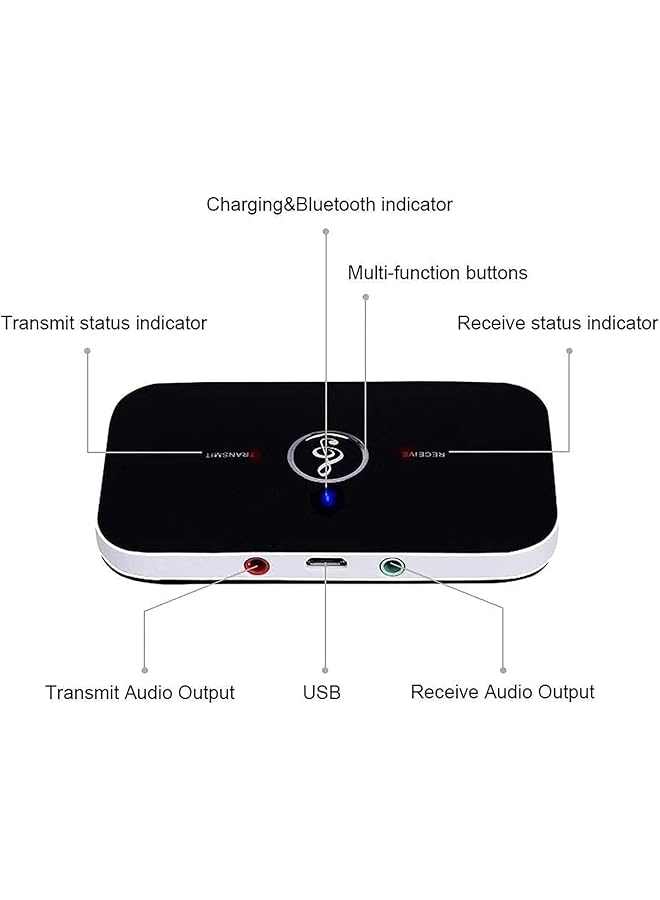 Excefore Bluetooth 5.0 Transmitter Receiver, 2-In-1 Wireless Portable Stereo Audio Adapter With Noise Reduction, 3.5Mm Aux Rca Adapter For Tv, Pc, Headphones, Car, Home Stereo System - Image 2