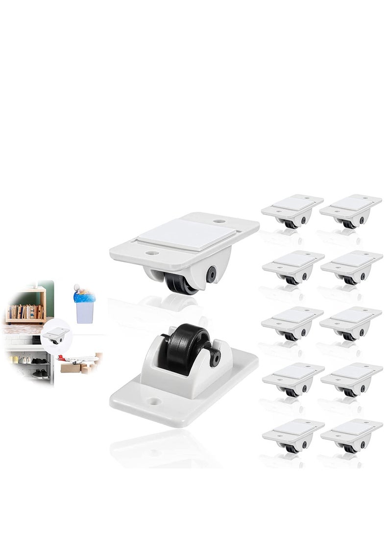Self Adhesive Caster Wheels 12 Pieces, Small Adhesive Wheels, Non Swivel Caster Stick on Wheels, for Small Furniture Furniture Pulley Castor Plastic Wheels, for Storage Box Trash Can Moving Carton - Image 1