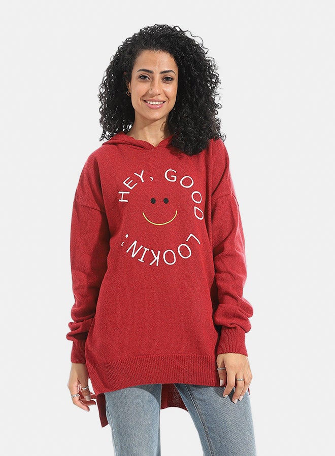 Andora Printed Long Sleeves Hoodie _ Red - Image 1