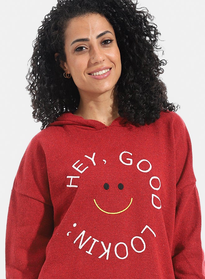 Andora Printed Long Sleeves Hoodie _ Red - Image 2
