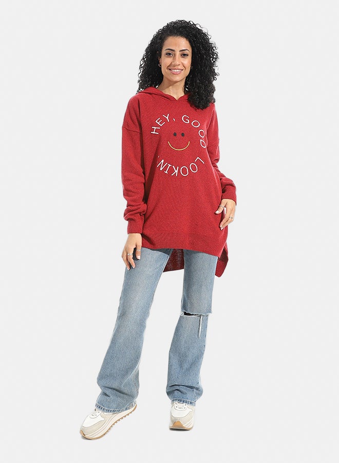 Andora Printed Long Sleeves Hoodie _ Red - Image 4