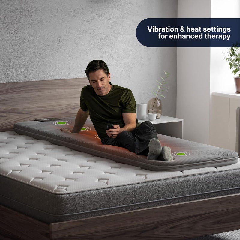 GhostBed حصيرة تدليك GhostBed مع 3 من رغوة الذاكرة الهلامية 7 برامج تدليك كامل الجسم وتمارين الإطالة بالإضافة إلى الاهتزاز والعلاج بالحرارة رمادي فحمي - Image 5