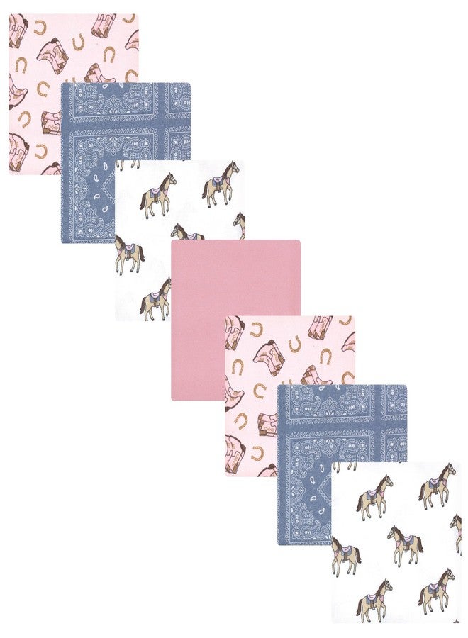 Hudson Baby Unisex Baby Cotton Flannel Receiving Blankets 7-Pack Bundle, Cowgirl, One Size - Image 1