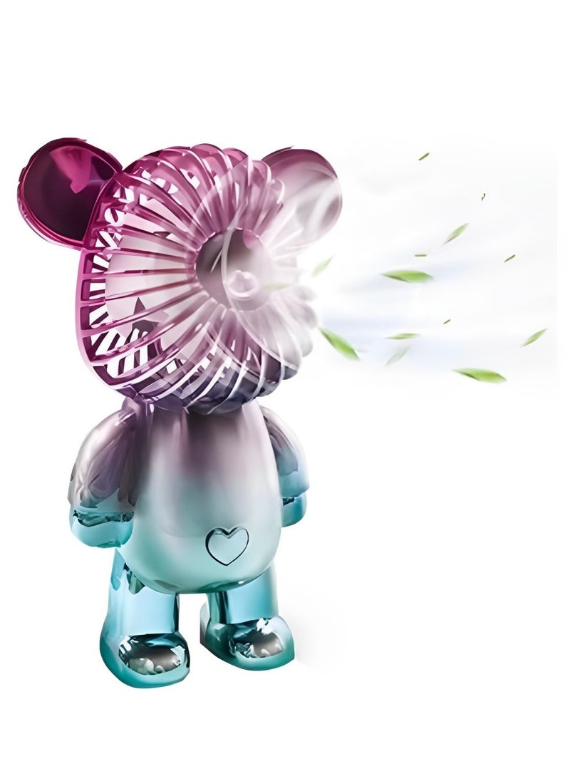 Generic Colorful Bear Design USB Mini Portable Handheld Fan Quiet 3 Gear  - Image 1
