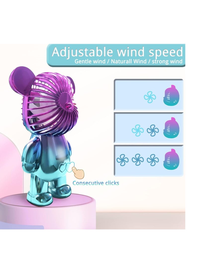 Generic Colorful Bear Design USB Mini Portable Handheld Fan Quiet 3 Gear  - Image 3