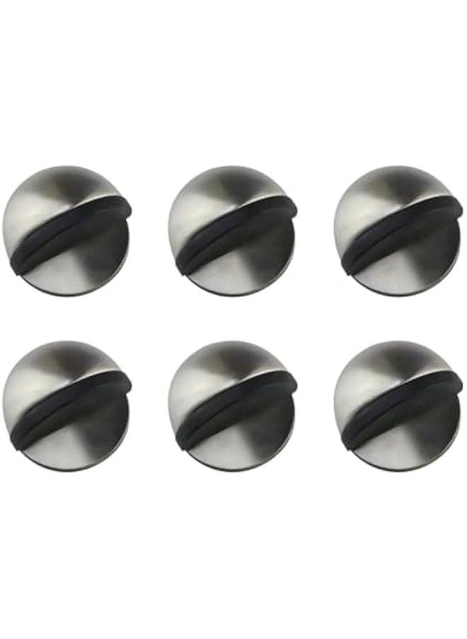 HOOKOR Self Adhesive Floor Door Stoppers,6 Pcs Polished Oval Door Stoppers, Floor Mounted Half Moon Doorstop, Wall Protector Door Stop with Glues for Home Office Use (Silver)  - Image 1
