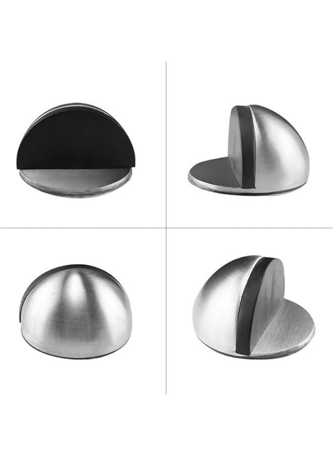HOOKOR Self Adhesive Floor Door Stoppers,6 Pcs Polished Oval Door Stoppers, Floor Mounted Half Moon Doorstop, Wall Protector Door Stop with Glues for Home Office Use (Silver)  - Image 2