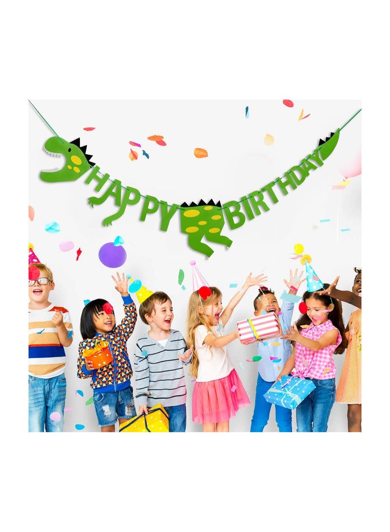 SOLARAE Birthday Banner, Dinosaur Theme, Happy Birthday Letter Banner, for Boys Girls Baby, Shower Party Decor, for Boys and Girls Birthday Decorations, Party Supplies - Image 2