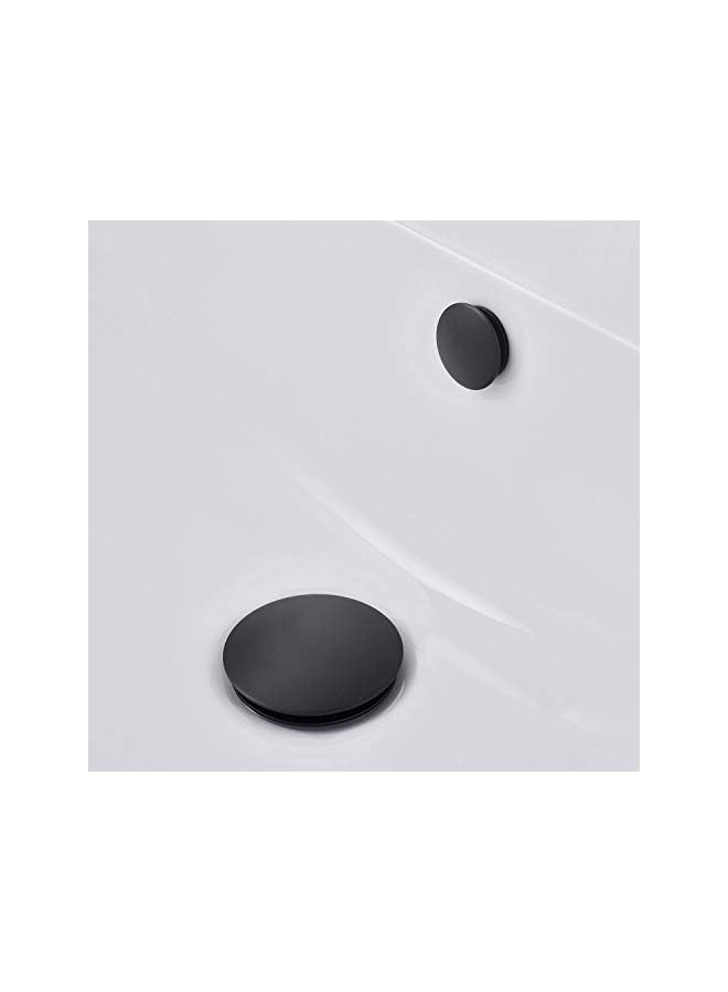 The Bros Solid Brass Sink Overflow Cap Round Hole Cover for Bathroom Basin, Matte Black Finished - Image 4