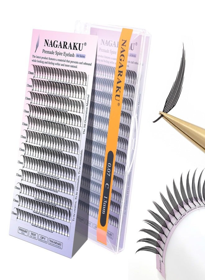 نجراكو وصلات رموش جاهزة من ناجاراكو، سلسلة إير، شكل ريشة، مستوحاة من عالم المانجا والأنمي، رموش فردية كثيفة، ناعمة، سوداء، بجذور مسطحة، مراوح، رموش يمكنك تركيبها بنفسك، عناقيد، صالون تجميل الرموش، انحناء -0.07 درجة مئوية، 13 مم - Image 1