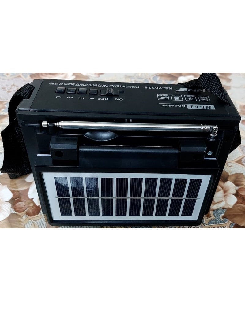 Generic - Solar Powered Rechargeable Radio with 3 Bands FM-AM-SW - Bluetooth, SD Card, Flash Memory and Music Player - Image 1