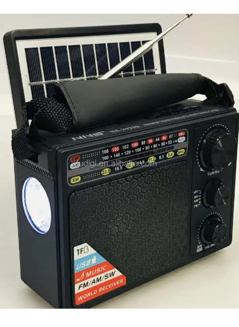 Generic - Solar Powered Rechargeable Radio with 3 Bands FM-AM-SW - Bluetooth, SD Card, Flash Memory and Music Player - Image 1