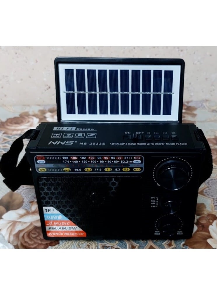 Generic - Solar Powered Rechargeable Radio with 3 Bands FM-AM-SW - Bluetooth, SD Card, Flash Memory and Music Player - Image 1