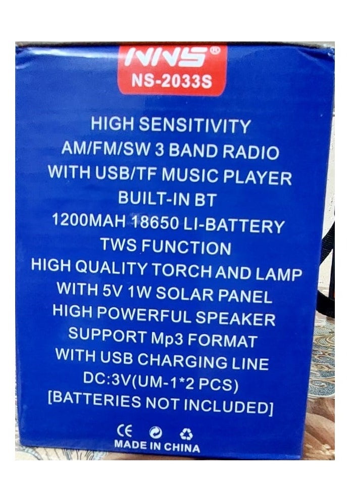 Generic - Solar Powered Rechargeable Radio with 3 Bands FM-AM-SW - Bluetooth, SD Card, Flash Memory and Music Player - Image 1