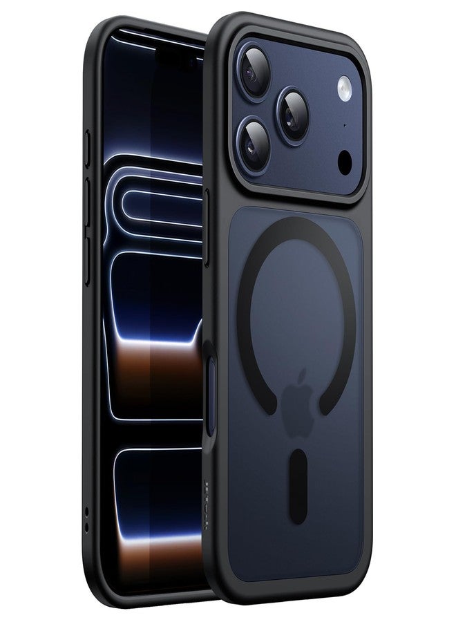 JETech Magnetic Case for iPhone 17 Pro 6.3-Inch Compatible with MagSafe, Translucent Matte Back Slim Minimalist Shockproof Phone Cover (Black) - Image 1