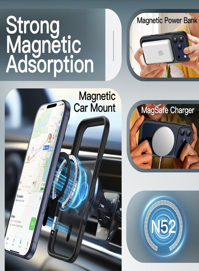 JETech Magnetic Case for iPhone 17 Pro 6.3-Inch Compatible with MagSafe, Translucent Matte Back Slim Minimalist Shockproof Phone Cover (Black) - Image 3