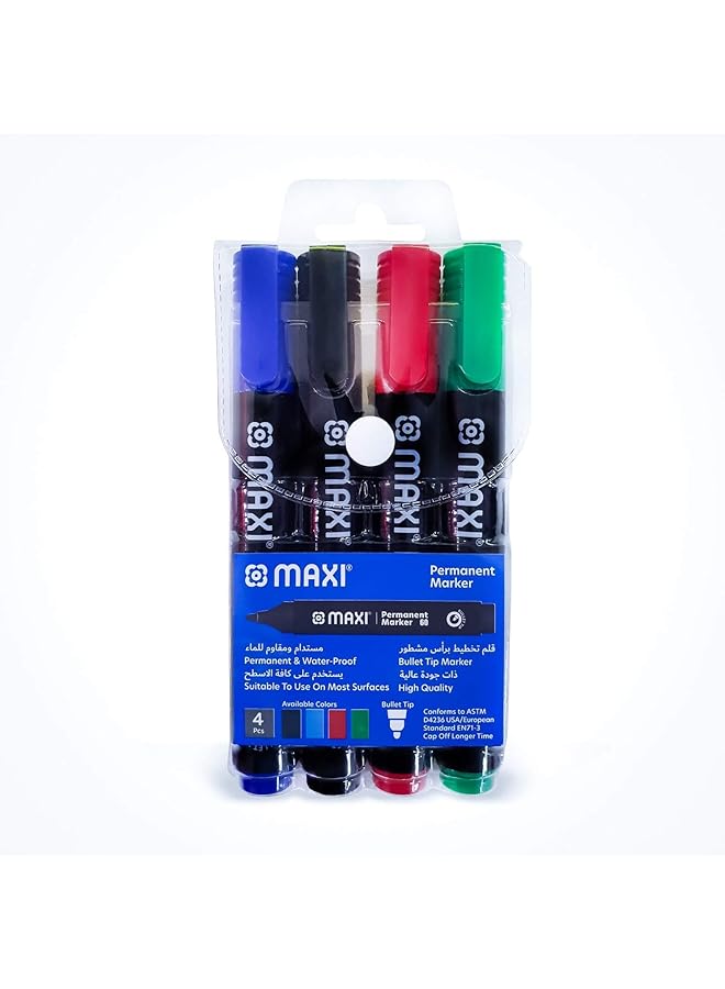 Maxi Permanent Marker Bullet Wallet Of 4Pc  - Image 1