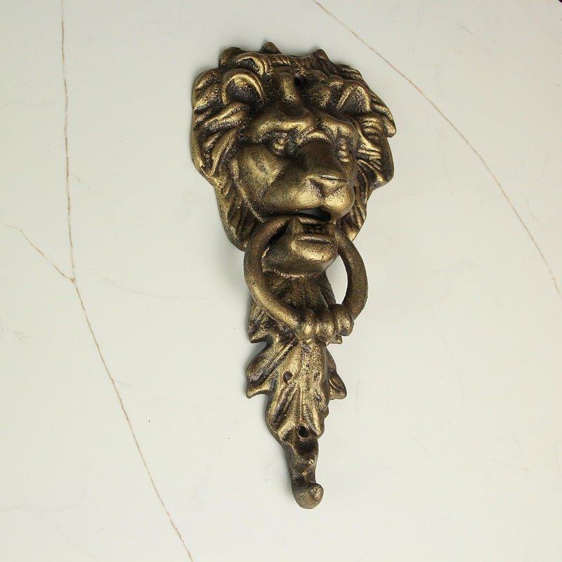 Zeckos 10 Inch High Bronze Finish Cast Iron Lion Head Vintage Style Door Knocker - Easy to Install - A Classic Elegant Statement Piece for Your Front Entryway - Image 3